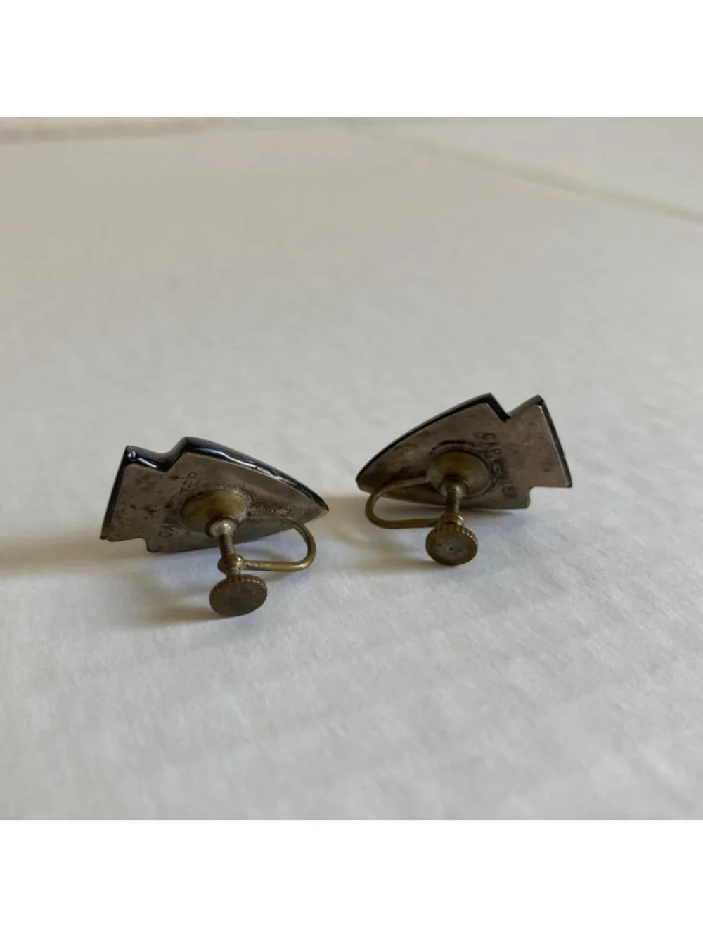 Vintage Jewelry Set Lucite Arrowhead Necklace And Screw On Earring